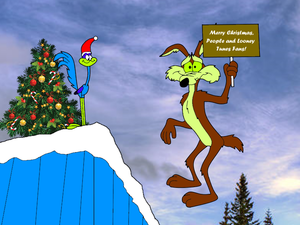  Merry Рождество from Road Runner and Wile E. Coyote