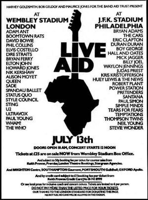  Promo 1985 Live Aid संगीत कार्यक्रम