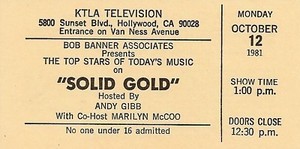  1981 Ticket For Taping Of Solid or