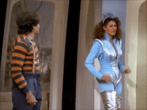 Robin Williams and Raquel Welch in Mork and Mindy (1978) `Mork vs. the Necrotons'