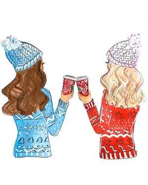 blonde and brunette christmas card