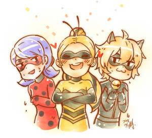  Ladybug, Chat Noir and reyna Bee