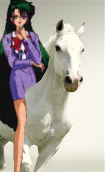 Setsuna Meiou rides on her Beautiful White Horse