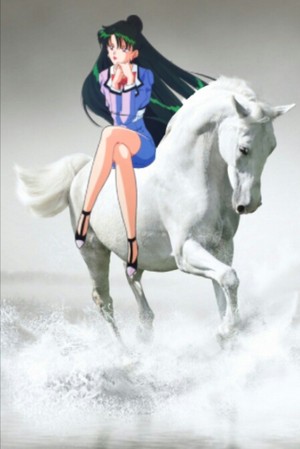 Setsuna Meiou riding on her Beautiful White Horse