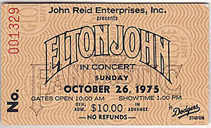  Vintage संगीत कार्यक्रम Ticket Stub