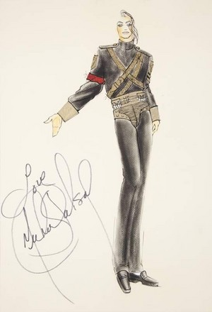  Autographed Michael Jackson Costume Sketch ubunifu