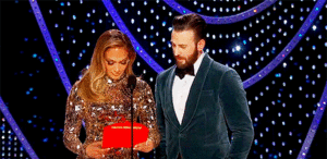 Chris Evans’ adorable fist pump at Black Panther winning an Academy Award for Production Design