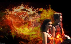 Katniss/Peeta Wallpaper - Fire
