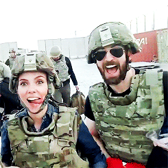 Scarlett Johansson and Chris Evans on the USO Holiday Tour 
