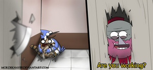  Benson Scaring Mordecai and Rigby