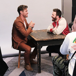 Chris Evans and Chris Hemsworth behind the scenes for People magazine (May 2019)