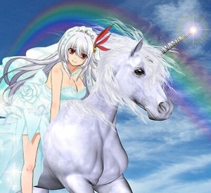  Eleonora Viltaria riding on her Beautiful White Unicorn kuda, steed