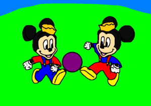  Morty and Ferdie Fieldmouse playing sepakbola Ball