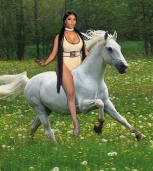 Nicki Minaj riding on her Beautiful White Horse
