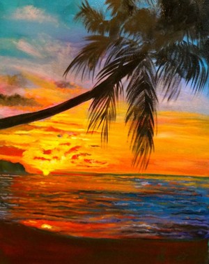  Palm árbol Sunset