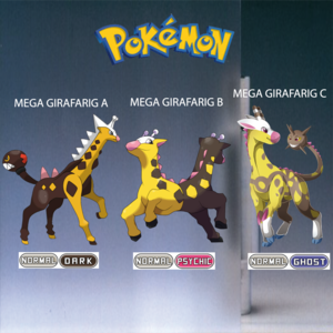 Pokemon (8 Generation) Mega Girafarig A, Mega Girafarig B & Mega Girafarig C