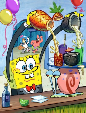 Spongebob in his home cafe