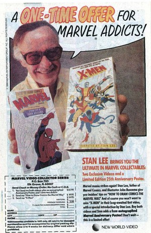 Stan Lee in a 1988 Marvel Video Collector Series ad