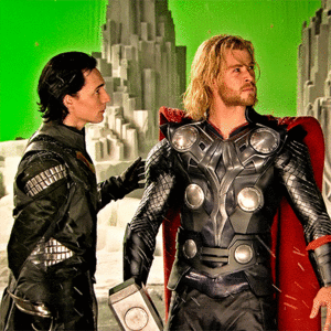  Tom Hiddleston and Chris Hemsworth on the set of Thor (2011)