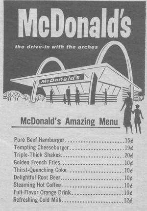  Vintage Menu From McDonald's