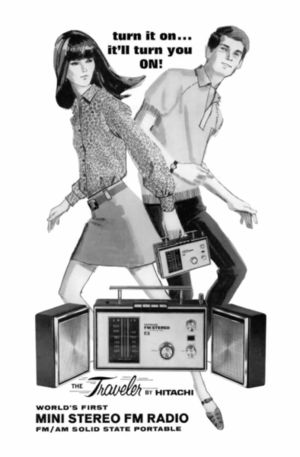 Vintage Promo Ad The Traveler Mini Stereo FM Radio