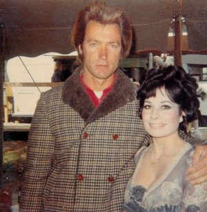 Clint Eastwood photographed with an extra on the set of Paint Your Wagon (1969)