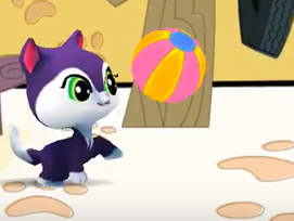  Purple kitty playing ball