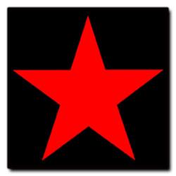  Red stella, star 2D on Black Sticker