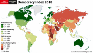  The state of democracy द्वारा country, 2018