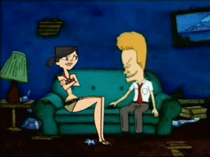  Beavis and Heather watching Pilot Pen Commercial on the TV