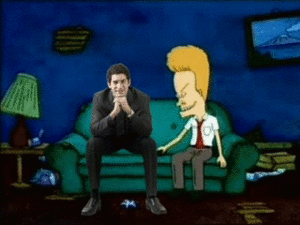  Beavis and The Man watching Q on the TV