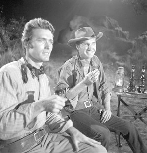  Clint Eastwood and Eric Fleming in Rawhide