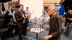  Stan Lee and Chris Evans behind the scenes of The Avengers