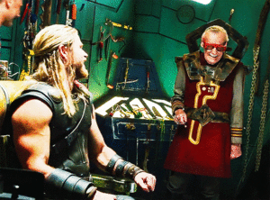  Stan Lee and Chris Hemsworth behind the scenes of Thor: Ragnarok