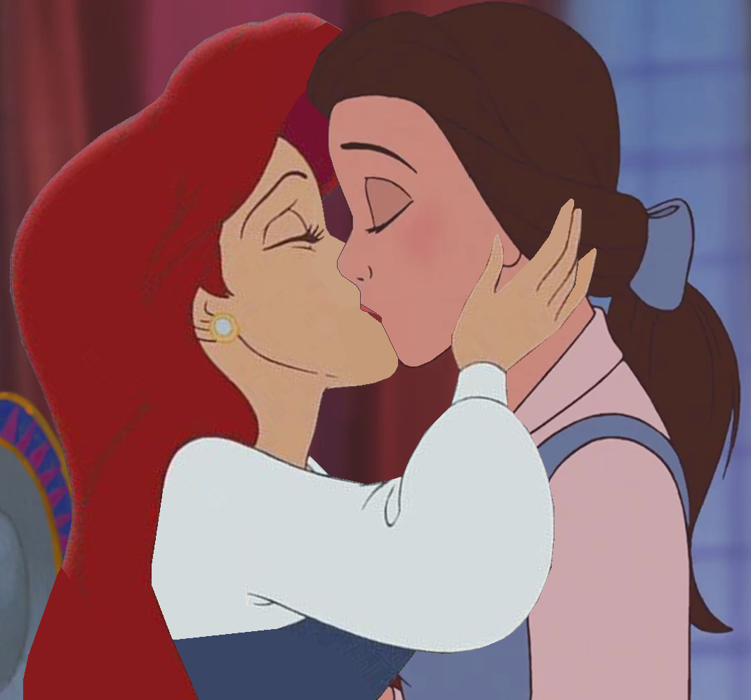 Ariel lesbian. Ариэль и Белль поцелуй. Белль Ариэль кроссовер.