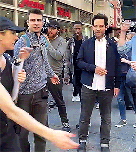  Paul Rudd and Chris Evans filming “Billy on the Street” in New York -October 24, 2019