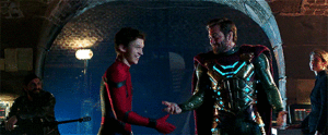 Tom Holland and Jake Gyllenhaal behind the scenes of Spider-Man Far From Home