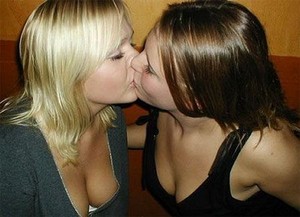 Two Girls French Kissing