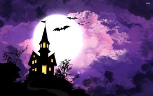  bats flying above the haunted kastil, castle