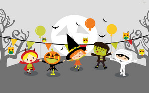  kids in Halloween costumes