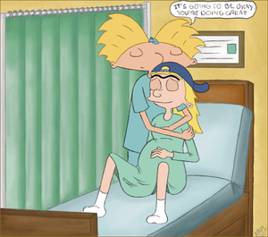  Arnold and pregnant Helga in the hospital