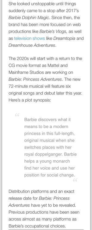  Barbie: Princess Adventure Pre-Kidscreen Edition Magazine