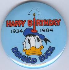 Donald Duck 50th Birthday Commerative Button