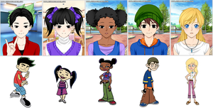  Jake Long, his little sister and Friends as Anime kids