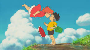  Ponyo on the Cliff by the Sea Обои