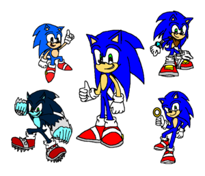 Sonic the Hedgehog Classic, Modern, Werehog, Boom and Live Action.