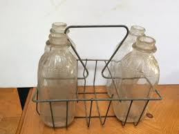  Vintage Glass ミルク Bottle Bottles In A Carrier