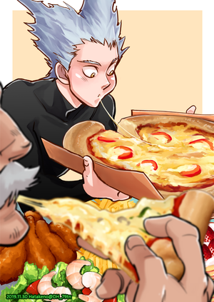 garou eating pizza