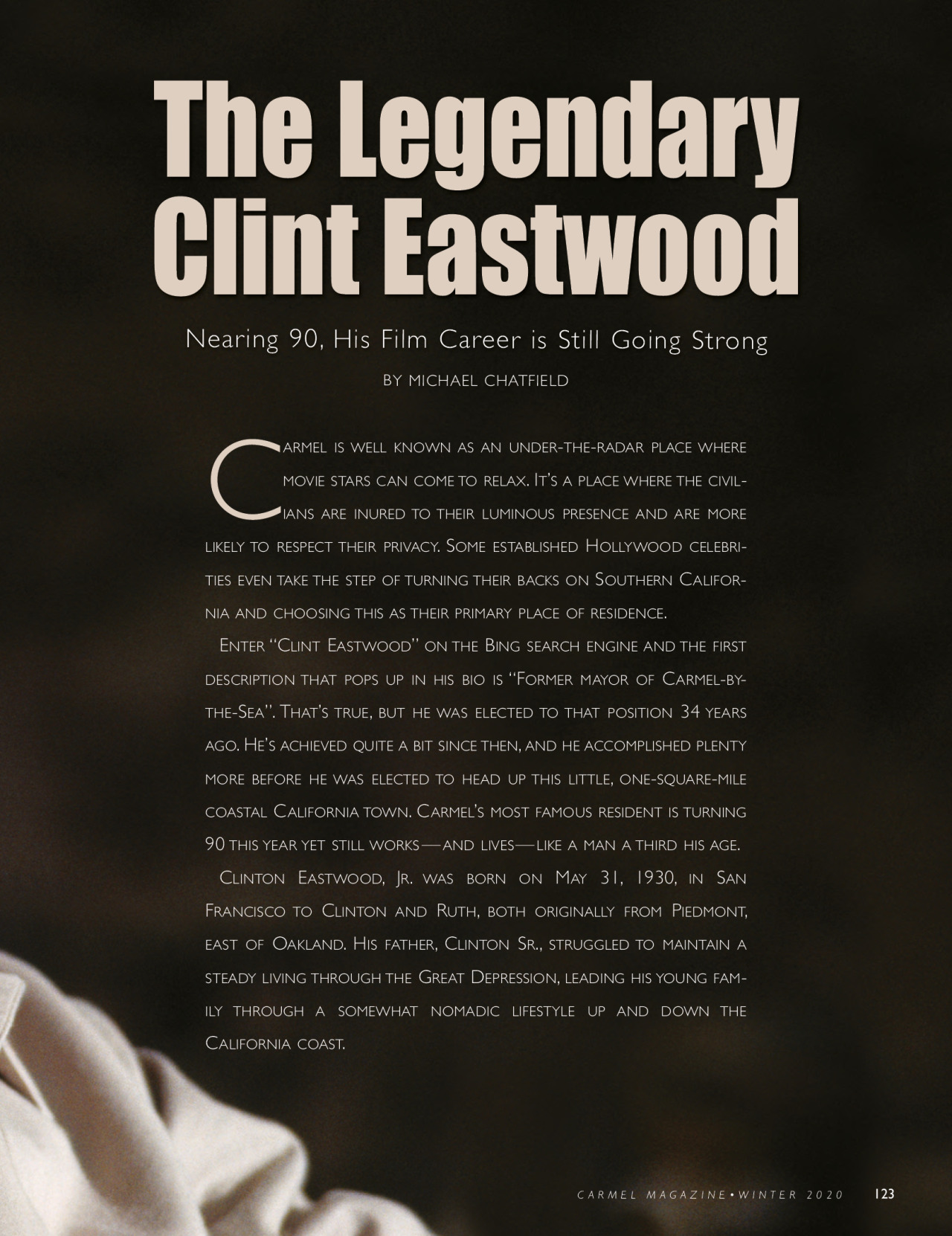 Clint - Carmel magazine, winter 2020