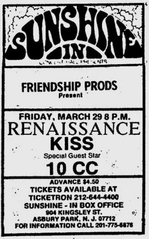  চুম্বন ~Asbury Park, New Jersey...March 29, 1974 (KISS Tour)
